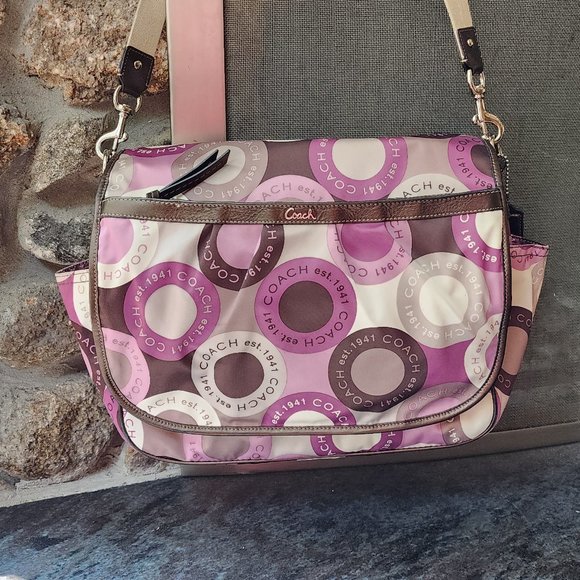 Coach Handbags - Coach Beige/Brown/Pink/Purple Messenger/Diaper Bag L1176-F18377
